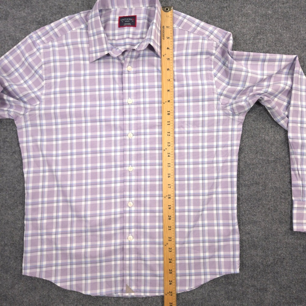 UNTUCKit Shirt Mens S Lavender Blue Glen Plaid Passetto Performance Long Sleeve - Picture 6 of 8